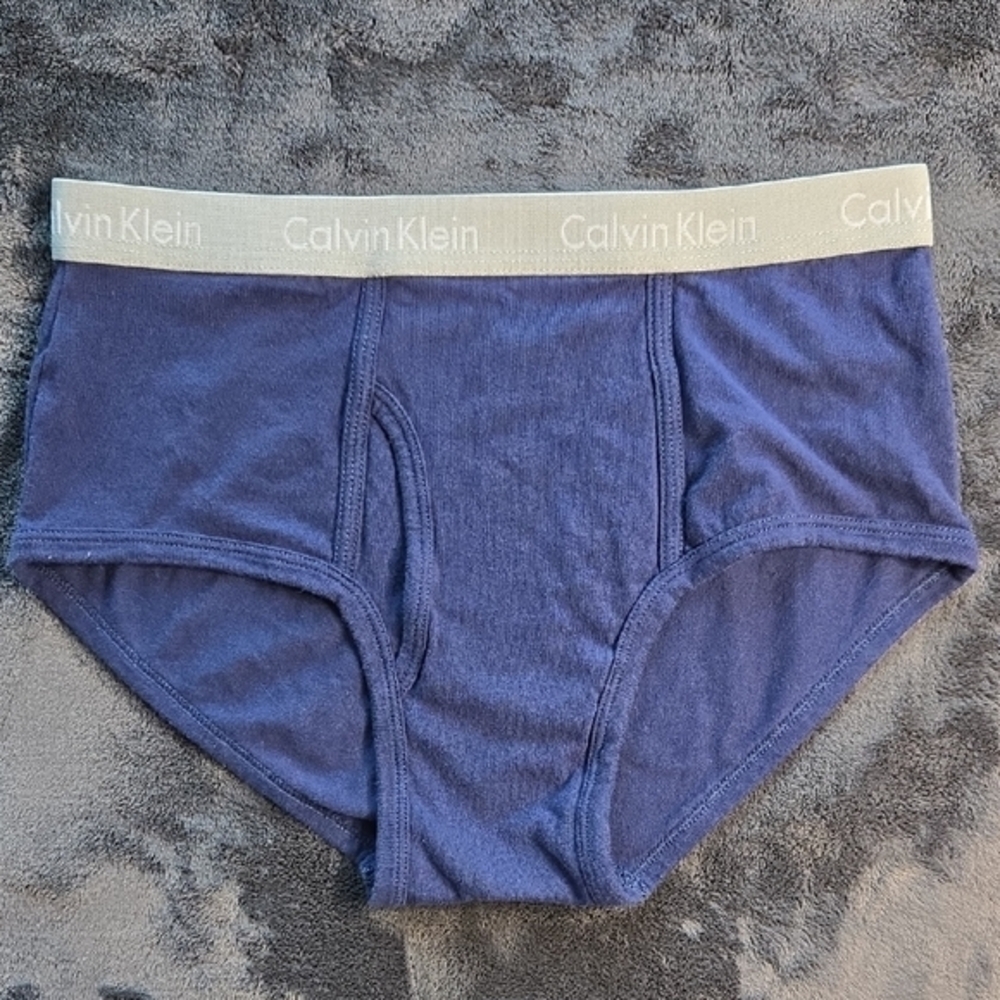 Calvin Klein Navy Briefs with Gray Waistband